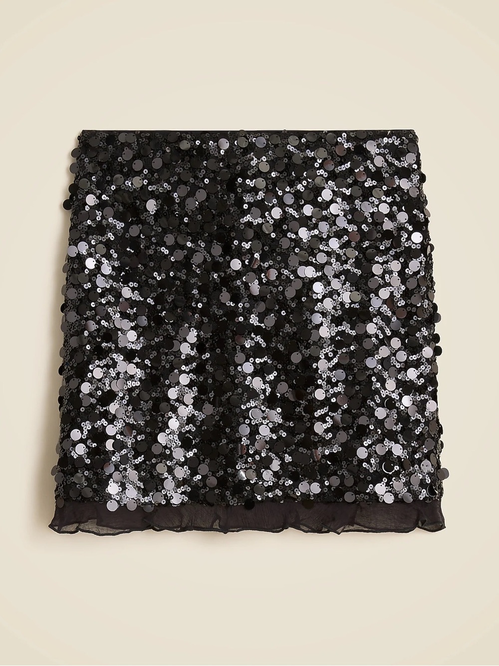 Sequin ruffle-trim mini skirt